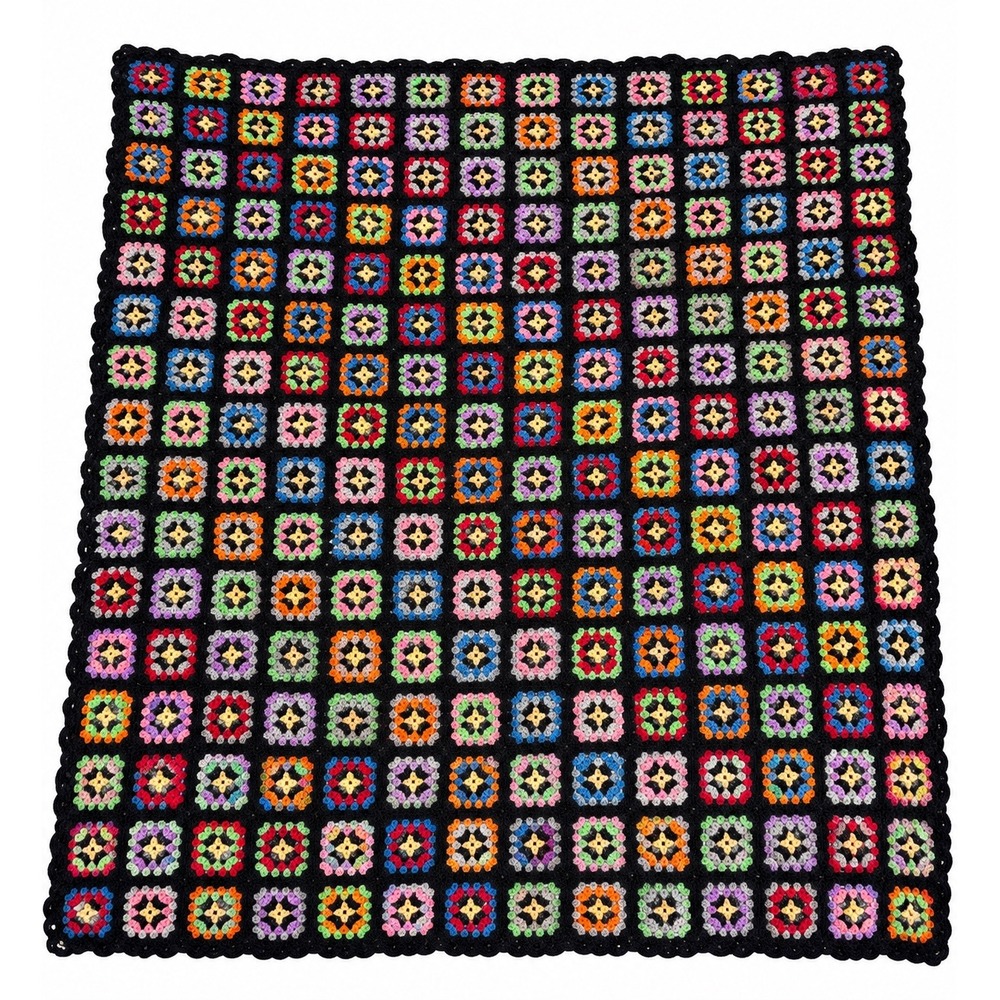 50"x64" Vintage Handmade Granny Square Crochet Afghan Blanket Large